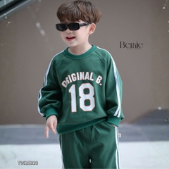 Set bộ dài thể thao unisex họa tiết hình in Double kèm quần dài cho bé trai bé gái size 9 tới 28kg BERNIE T0625B35