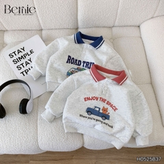 Set bộ polo dài tay cho bé trai áo polo nỉ họa tiết Enjoy the space kèm quần jean dài size 9 tới 28kg BERNIE H0525B37