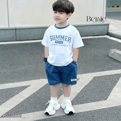 Set đồ thun tay ngắn basic phối màu cho bé trai mùa hè Hello summer size 1 đến 7 tuổi BERNIE H0225B32