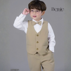 Set bộ vest hoàng gia 6 chi tiết dài tay màu nâu bé trai đi tiệc đi sự kiện size 9 tới 28kg BERNIE H0725B71