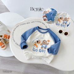 Áo thun Sweater Brit tay dài raplang phối màu họa tiết hoạt hình cho bé trai bé gái 1 đến 7 tuổi BERNIE T0625A07