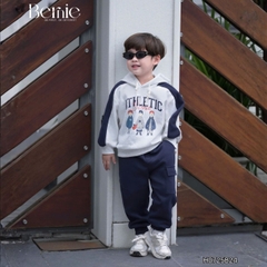 Set bộ nỉ 2 da tay dài áo hoodie phối màu kèm mũ họa tiết kèm quần dài đi chơi đi học 1 đến 7 tuổi BERNIE H0725B24