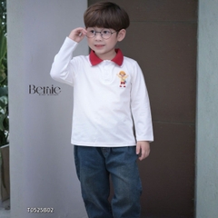 Set bộ polo tay dài áo polo cổ dệt họa tiết cậu bé kèm quần jean dài cho bé trai size 1 đến 7 tuổi BERNIE T0825B02