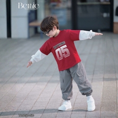 Set bộ bé trai áo thun cotton tay dài phối màu họa tiết Bothing kèm quần gió dài size 12 tới 28kg BERNIE T0925B45Đ