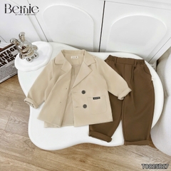  Set vest chéo 4 khuy công tử tay dài phối vạt lệch kèm quần cho bé trai 11 tới 28kg BERNIE T0825B27