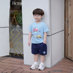 Set bộ tay ngắn họa tiết Car ô tô sắc màu cho bé trai áo thun cotton và quần short 1 đến 7 tuổi BERNIE T1025B23Đ