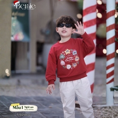 Áo Noel màu đỏ áo thun Giáng sinh dài tay cho bé trai bé gái size 1 đến 7 tuổi BERNIE T1025A04