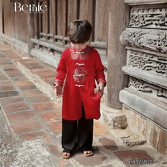 Set bộ áo dài bé trai kèm quần chất lụa phối họa tiết thêu gấm Phúc Lộc mặc Tết size 9 đến 25kg BERNIE H0925B22