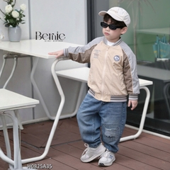 Áo khoác gió 2 lớp áo bomber phong cách thể thao họa tiết thêu cho bé trai bé gái size 9 đến 25kg BERNIE H0825A35