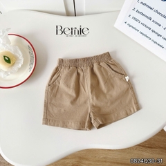 Quần sooc đùi linen kaki mềm bé trai bé gái unisex màu trắng nâu be BERNIE phong cách hàn quốc 7kg đến 30kg