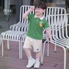 Set bộ polo tay ngắn họa tiết khủng long và ô tô kèm quần short đùi bé trai 9 tới 28kg BERNIE T0725B61