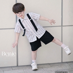 Set sơ mi sọc dây đai Urban bé trai phong cách công tử quần short BERNIE T1025B36Đ