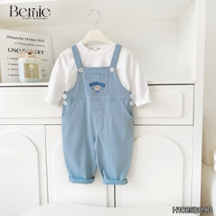 Set Yếm dài kèm áo thun Gấu EINTSIGHT cho bé trai bé gái unisex phong cách hàn quốc size 1 đến 7 tuổi BERNIE H1025B09Đ