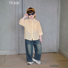 Set đồ áo sơ mi dài tay kèm quần jean và áo thun bên trong, set sơ mi dài sọc kẻ phong cách hàn quốc 1 đến 7 tuổi BERNIE H1025B77Đ