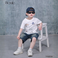 Bộ đồ bé trai Boy Story áo thun cotton quần jean rách mềm Set đồ bé trai năng động đi học đi chơi  BERNIE T1125B13