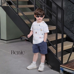  Set bộ Ocean áo thun tay ngắn họa tiết biển phối quần short kaki denim size 9kg tới 28kg BERNIE KIDS T1025B75