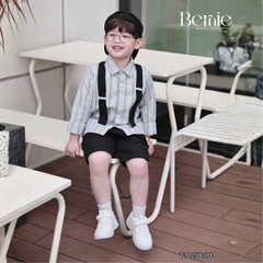 Set sơ mi dài tay phối sọc dây đai Urban bé trai phong cách công tử kèm quần dài BERNIE T1025B37Đ