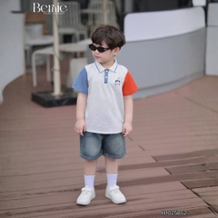 Set bộ polo tay ngắn họa tiết thêu Birthday Bernie cho bé trai kèm quần short jean size 9 tới 28kg BERNIE H1025B52