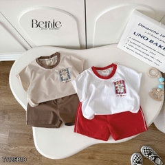  Set bộ thể thao cho bé trai áo thun tay ngắn họa tiết cún Puppy kèm quần short 9 tới 28kg BERNIE T1125B10