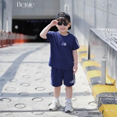 Set bộ thể thao cotton áo tay ngắn thêu Bernie Boy kèm quần short cho bé trai bé gái size 1 đến 7 tuổi H1125B34