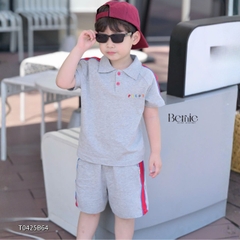 Set bộ polo cho bé trai áo thun tay ngắn họa tiết câụ bé kèm quần short size 1 đến 7 tuổi BERNIE T0425B64