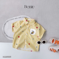  Set bộ sơ mi tay ngắn cho bé trai họa tiết kẻ vàng Happy Star kèm quần short kaki size 11 đến 28kg BERNIE H1225B25
