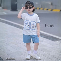Set bộ tay ngắn cho bé trai họa tiết Best friend 28 kèm quần short kaki size 9 tới 28kg BERNIE H1125B44