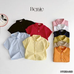Áo sơ mi tay ngắn Basic nhiều màu unisex cho bé trai bé gái size 9kg tới 25kg BERNIE H1125A49Đ