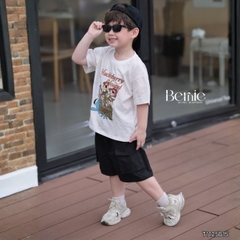 Set bộ tay ngắn đi chơi đi biển cho bé trai áo loang Houd và quần short kaki size 9 tới 28kg BERNIE T1125B15