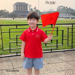 Set bộ polo Lá cờ Độc lập Việt Nam áo polo đỏ kèm quần short cho bé trai size 9 tới 25kg BERNIE H0226B25Đ