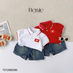 Áo thun polo Lá cờ đỏ sao vàng em bé Việt Nam tay ngắn unisex bé trai bé gái 9-28kg BERNIE H0725A41