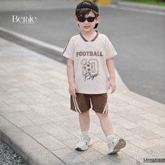 Set bộ thể thao Football cho bé trai áo tay ngắn họa tiết in chữ và số 10 kèm quần short size 9 tới 28kg BERNIE H1125B36