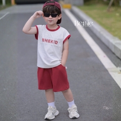 Set bộ cotton áo thun tanktop BNE KID kèm quần short cho bé trai đi chơi đi học size 9 đến 28kg BERNIE H0326B33