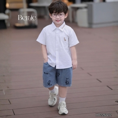 Quần short quần jean cho bé trai họa tiết thêu ngộ nghĩnh đi chơi đi học size 11kg tới 28kg BERNIE KIDS H0226Q12