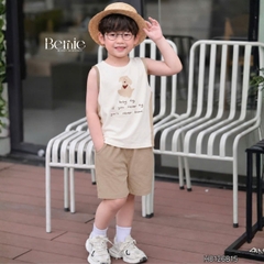 Set đồ ba lỗ bé trai Cún nhỏ tinh nghịch phong cách hàn quốc kèm quần size 9 tới 25kg BERNIE H0126B15