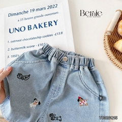  Quần short quần jean thêu Cún dễ thương cho bé trai đi chơi đi học size 11kg tới 28kg BERNIE KIDS T0326Q15