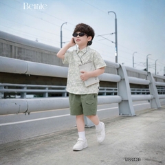 Set sơ mi bé trai Olive Boy áo tay ngắn họa tiết loang kèm quần short 11kg tới 28kg BERNIE T0226B03