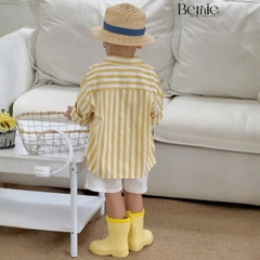  Set sơ mi 3CT áo tay dài kẻ sọc sắc màu áo ba lỗ kèm quần short kaki cho bé trai đi biển đi chơi 9 tới 28kg BERNIE H0226B26