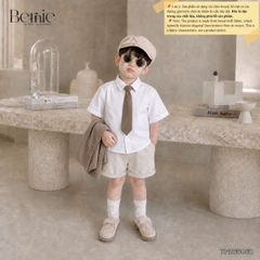 Set bộ vest gile Hoàng gia cho bé trai áo sơ mi tay ngắn phối gile kèm quần và cà vạt 1 đến 7 tuổi BERNIE T0126B06Đ 