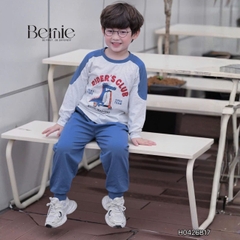 Set bộ thun dài tay áo phối màu Dino Team kèm quần dài cho bé trai size 9 tới 25kg BERNIE H0426B17