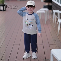 Set bộ dài tay cho bé trai áo thun raplang phối màu Dog ngộ nghĩnh kèm quần dài size 9 tới 26kg BERNIE V0426B34