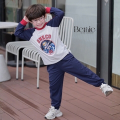 Set bộ dài tay áo thun raplang phối màu Space Dog kèm quần dài cho bé trai size 9 tới 25kg BERNIE T0526B19