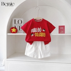 Set bộ cộc tay cho bé trai áo thun họa tiết người Việt nam kèm quần short size 9kg đến 28kg BERNIE H0226B22Đ 