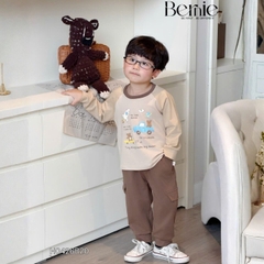 Set bộ dài tay áo thun raplang phối màu Little Riders kèm quần dài cho bé trai size 9 tới 25kg BERNIE H0426B20