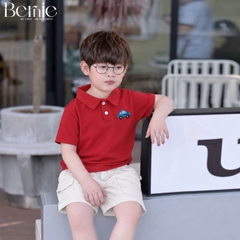  Set bộ polo ngắn tay nhiều màu cho bé trai họa tiết thêu ô tô kèm quần short kaki size 9 tới 25kg BERNIE H0625B40