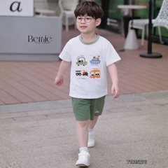 Áo thun áo phông tay ngắn chất thun cotton họa tiết Travel vui tươi cho bé trai size 9 tới 28kg BERNIE T1025B70