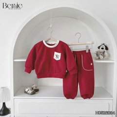 Set bộ cotton nỉ 2 da cho bé trai áo tay dài Freedom Boy kèm quần size 9kg tới 26kg BERNIE H0526B34