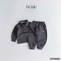 Set bộ dài chất thun cotton áo polo thêu ngựa kèm quần dài cho bé trai size 9 tới 25kg BERNIE H0726B35
