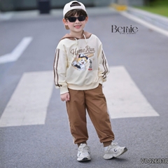 Set bộ thể thao áo hoodie bóng chày tay dài phối màu kèm mũ và quần dài cho bé trai 11 tới 28kg BERNIE V0426B38