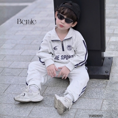 Set bộ thể thao bé trai áo hoodie tay dài cố phối dây kéo kèm quần dài BNE SPORTY 11 tới 28kg BERNIE T0526B17